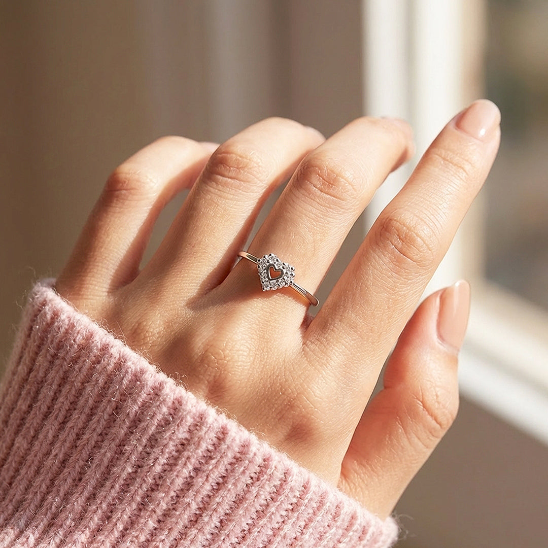Open Heart Pavé Ring | 925 Sterling Silver | PRM7132