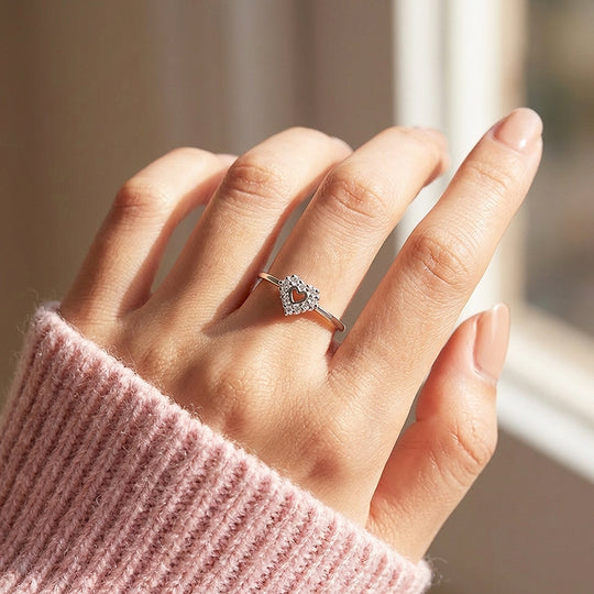 Open Heart Pavé Ring | 925 Sterling Silver | PRM7132