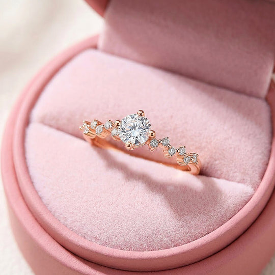 Dainty Rose Gold Moissanite Ring | 925 Sterling Silver | PRM7136