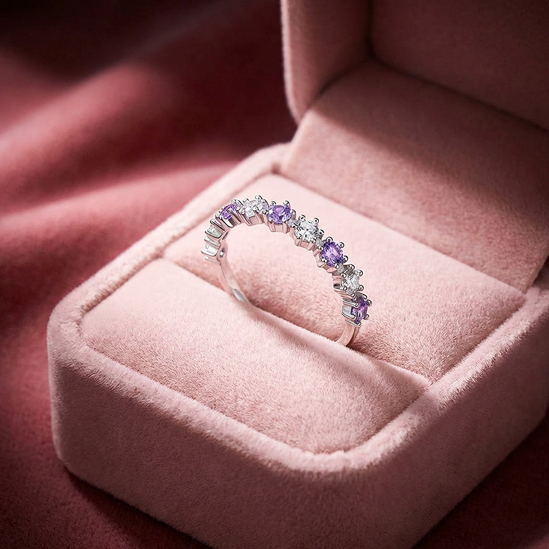 Purple &amp; White Crown Band Ring | 925 Sterling Silver | PRM7137