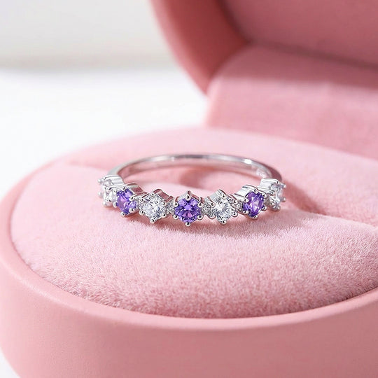 Purple &amp; White Crown Band Ring | 925 Sterling Silver | PRM7137