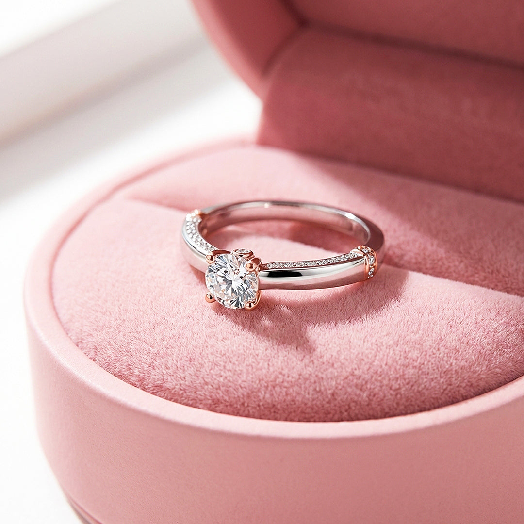 Dual Tone Solitaire Ring | 925 Sterling Silver | PRM7139