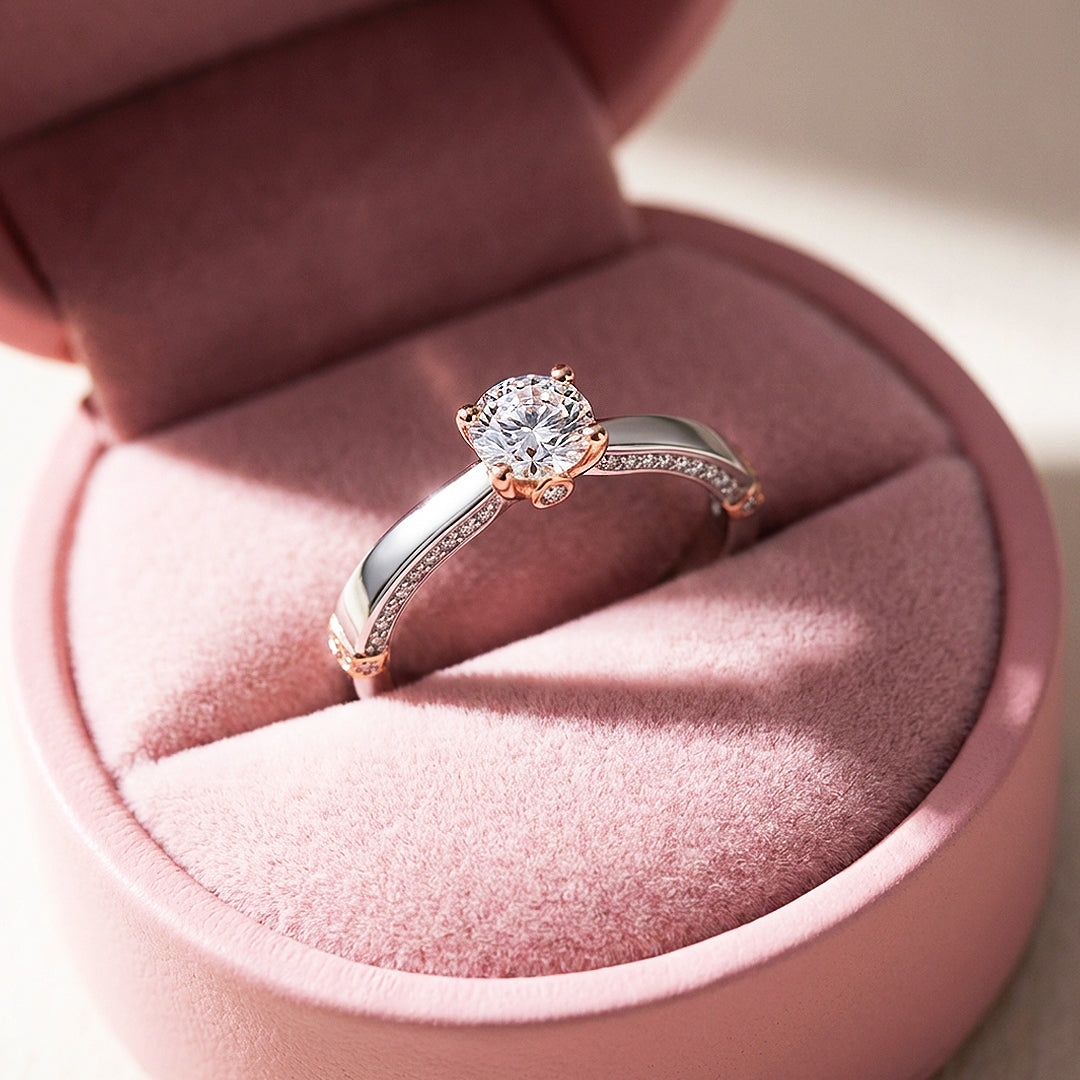 Dual Tone Solitaire Ring | 925 Sterling Silver | PRM7139