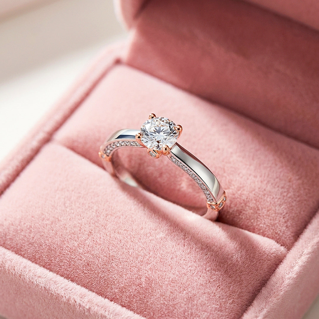 Dual Tone Solitaire Ring | 925 Sterling Silver | PRM7139