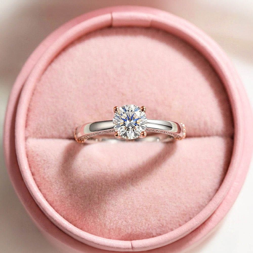 Dual Tone Solitaire Ring | 925 Sterling Silver | PRM7139