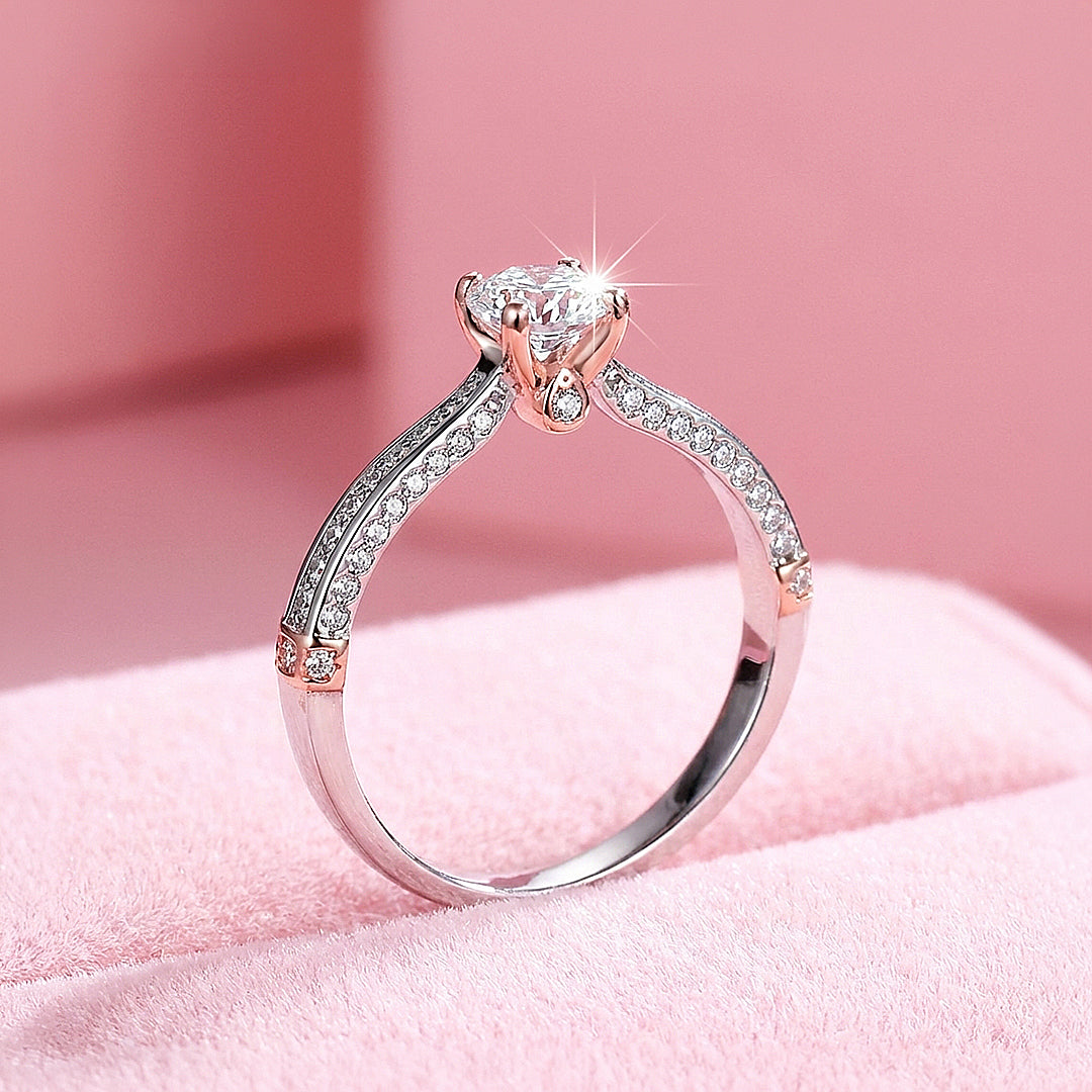 Dual Tone Solitaire Ring | 925 Sterling Silver | PRM7139