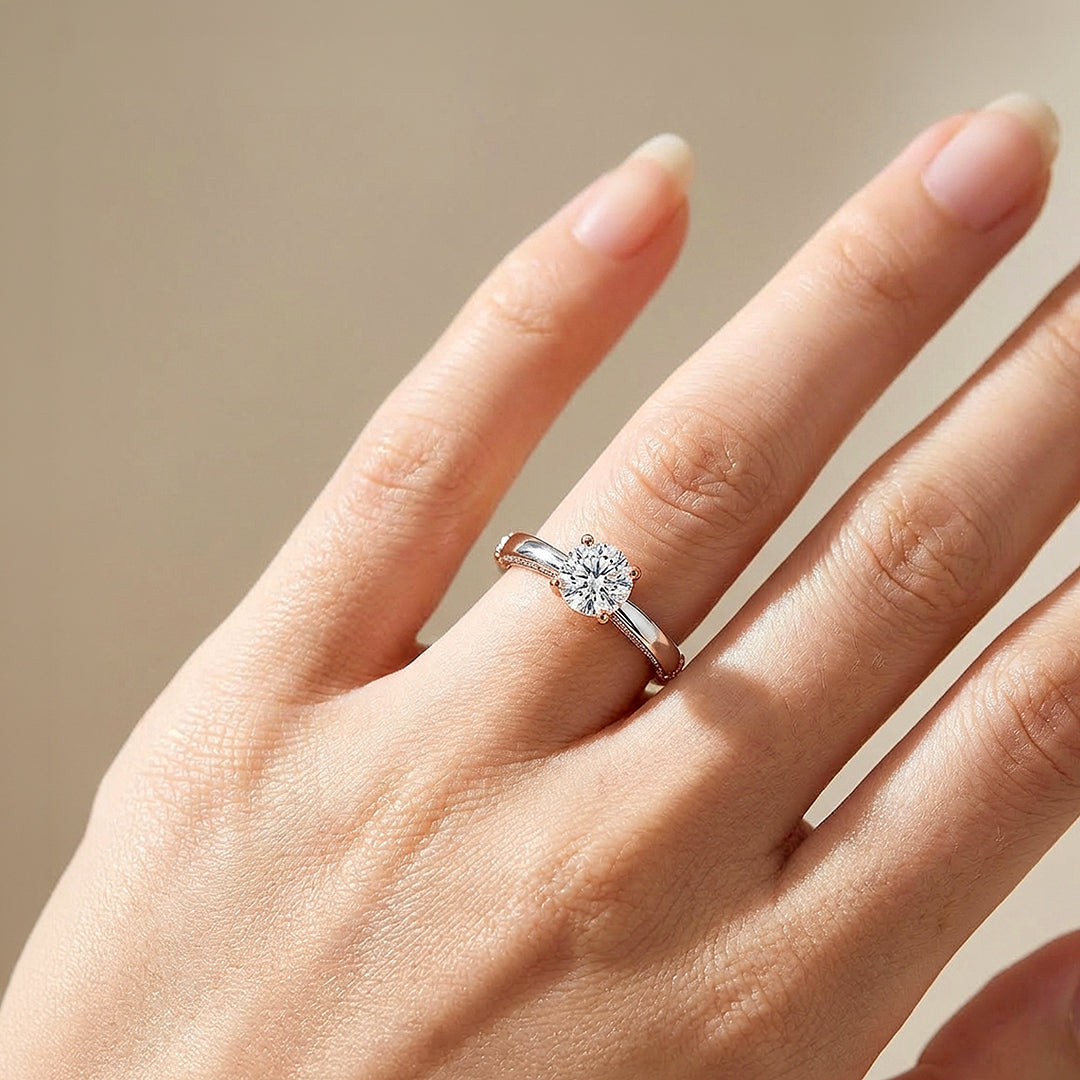 Dual Tone Solitaire Ring | 925 Sterling Silver | PRM7139