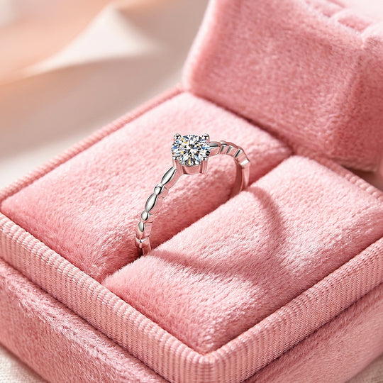 Milgrain Band Moissanite Solitaire Ring | 925 Sterling Silver | PRM7140