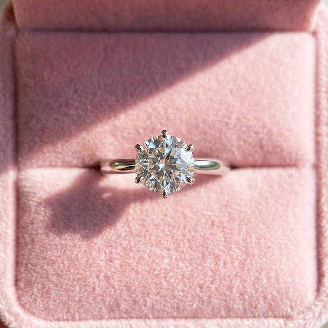 Classic Moissanite Solitaire Ring | 925 Sterling Silver | PRM7144