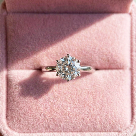 Classic Moissanite Solitaire Ring | 925 Sterling Silver | PRM7144