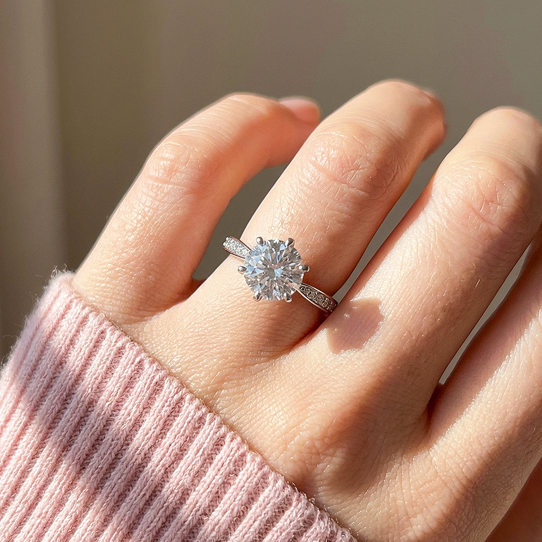 Moissanite Engagement Solitaire Ring | 925 Sterling Silver | PRM7145