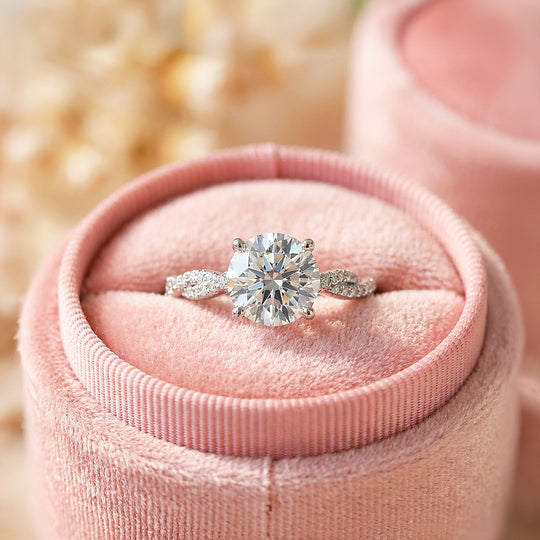 Twisted Pavé Round Solitaire Women Ring | 925 Sterling Silver | PRM7146