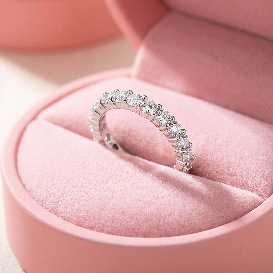Full Eternity Moissanite Band Ring | 925 Sterling Silver | PRM7147