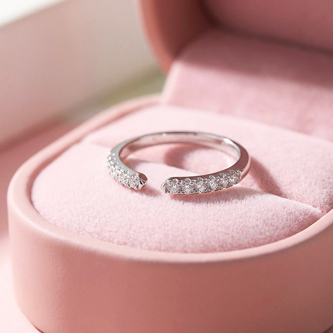 Pavé Open Cuff Moissanite Ring | 925 Sterling Silver | PRM7150