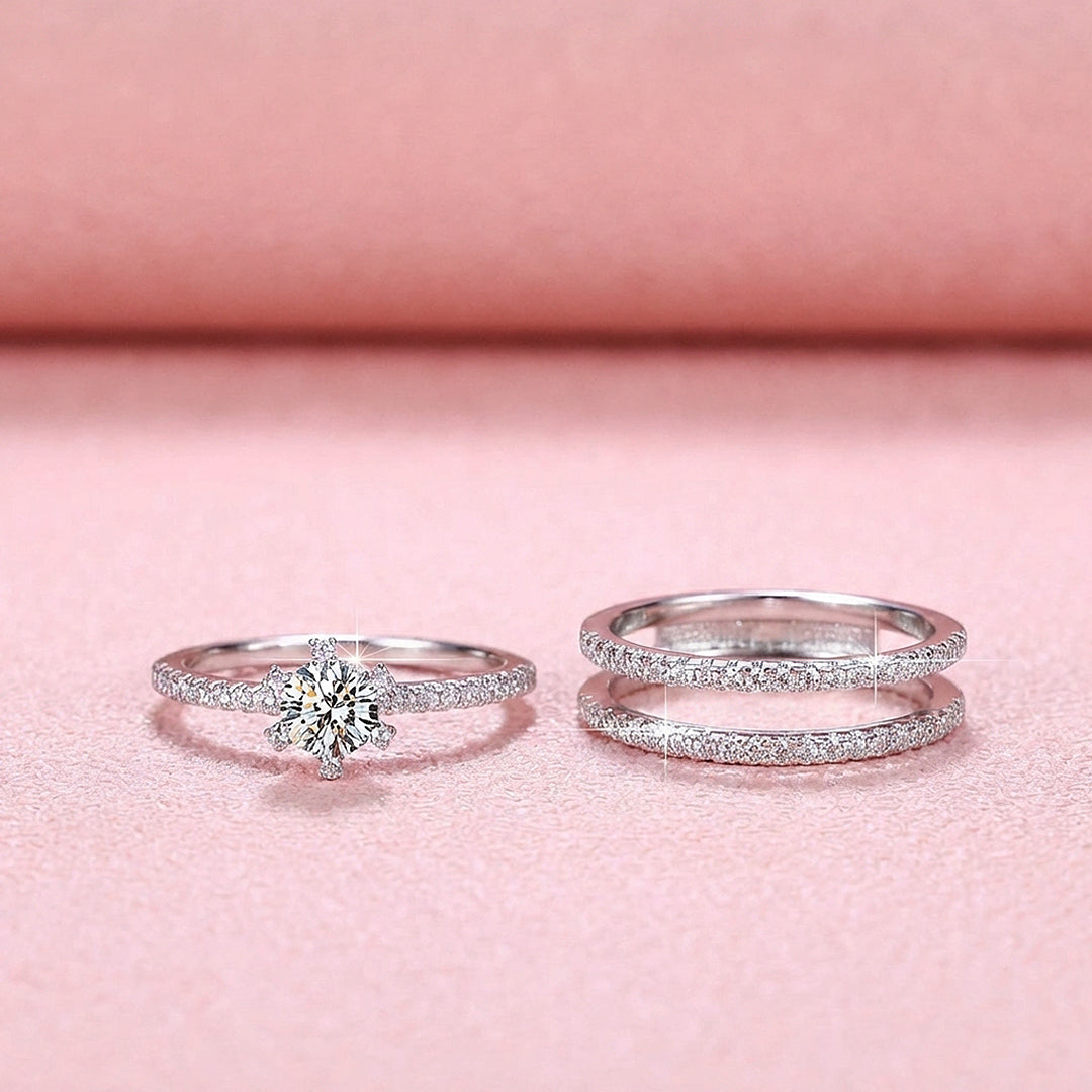 Triple Band Moissanite Bridal Ring | 925 Sterling Silver | PRM7174