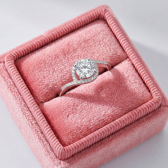 Halo Twist Solitaire Women Ring | 925 Sterling Silver | PRM7175