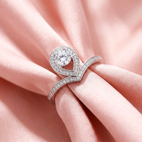 Teardrop Halo Crown Women Ring | 925 Sterling Silver | PRM7176