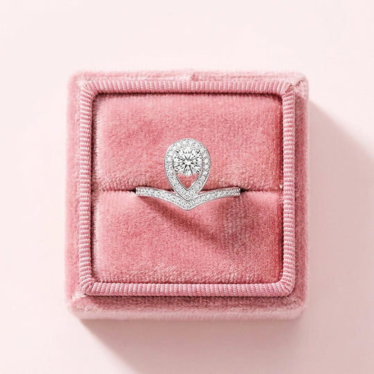 Teardrop Halo Crown Women Ring | 925 Sterling Silver | PRM7176