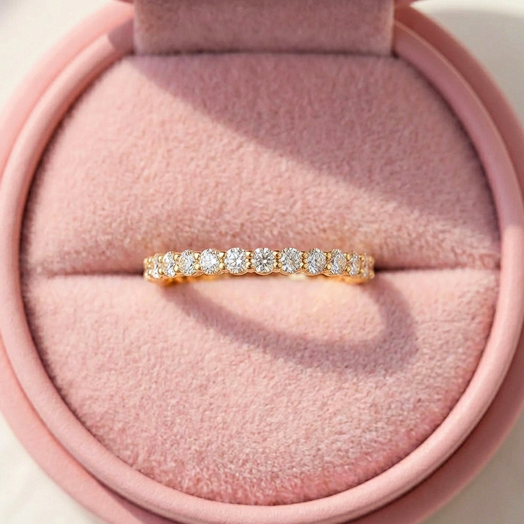 Moissanite Stackable Gold Band Ring | 925 Sterling Silver | PRM7185