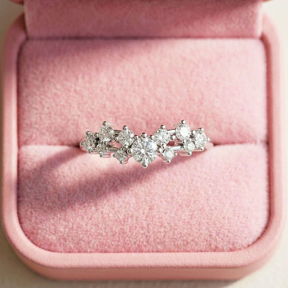 Celestial Cluster Moissanite Band Ring | 925 Sterling Silver | PRM7187