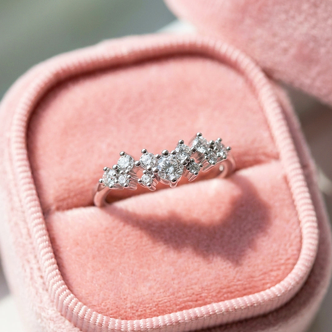 Celestial Cluster Moissanite Band Ring | 925 Sterling Silver | PRM7187