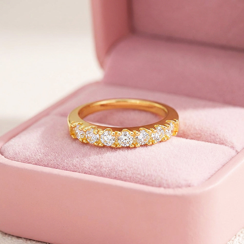 Moissanite Stackable Gold Band Ring | 925 Sterling Silver | PRM7189