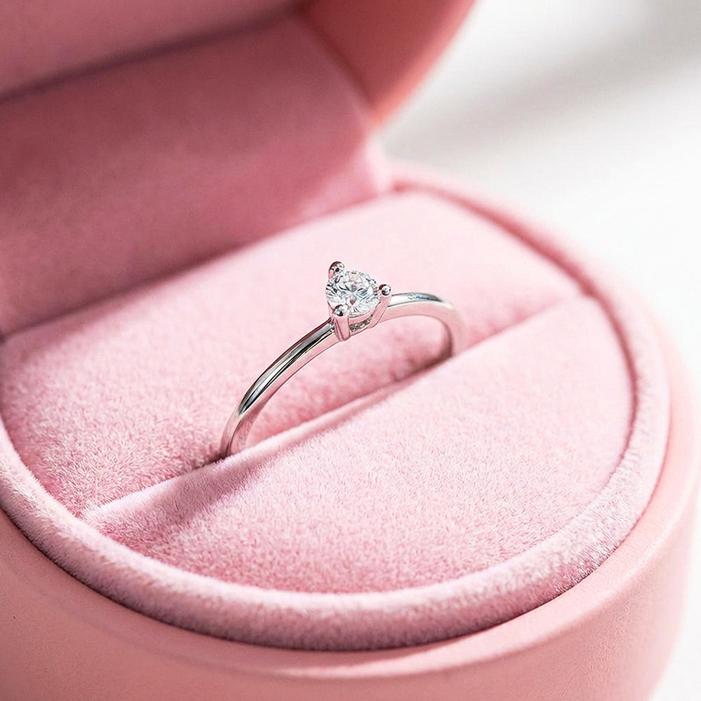Dainty Moissanite Solitaire Ring | 925 Sterling Silver | PRM7190