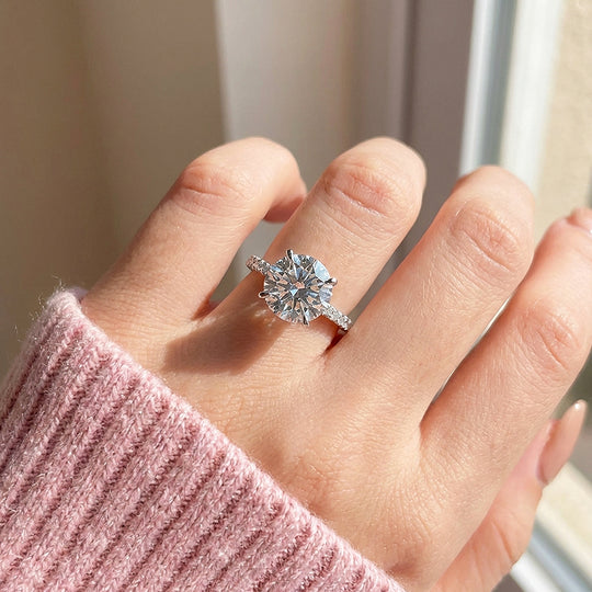 5 Carat Moissanite Engagement Ring | 925 Sterling Silver | PRM7193