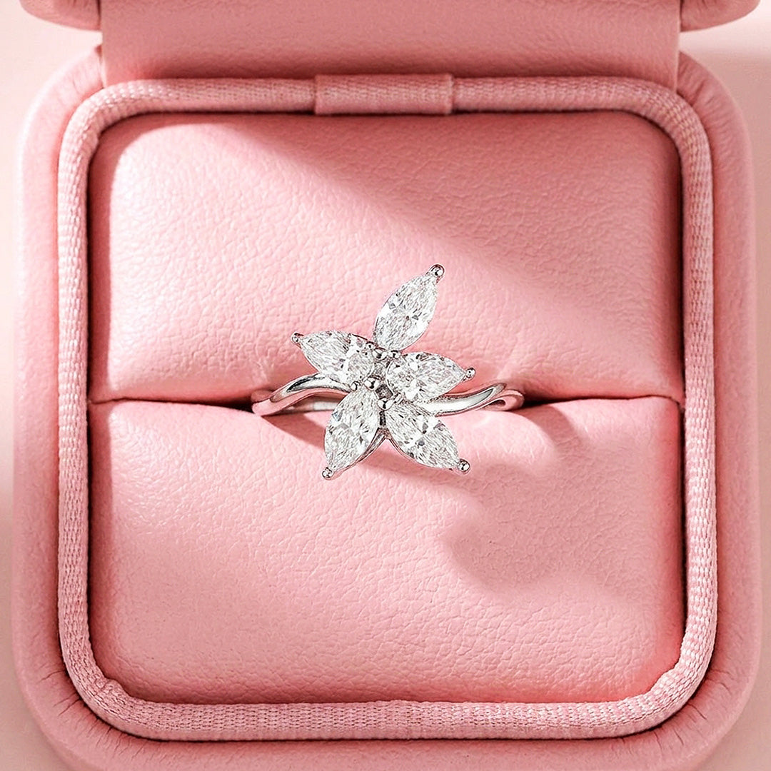 Marquise Flower Moissanite Ring | 925 Sterling Silver | PRM7196