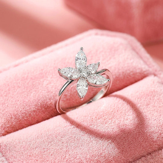 Marquise Flower Moissanite Ring | 925 Sterling Silver | PRM7196