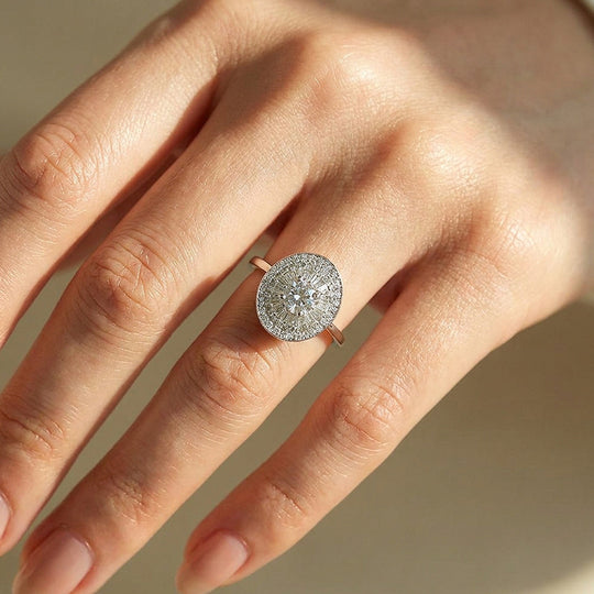 Vintage Sunburst Moissanite Ring | 925 Sterling Silver | PRM7197