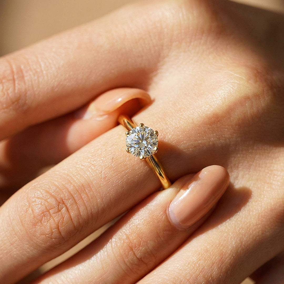 Moissanite Solitaire Engagement Ring | 925 Sterling Silver | PRM7198