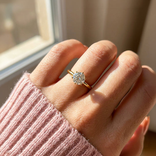 Moissanite Solitaire Engagement Ring | 925 Sterling Silver | PRM7198