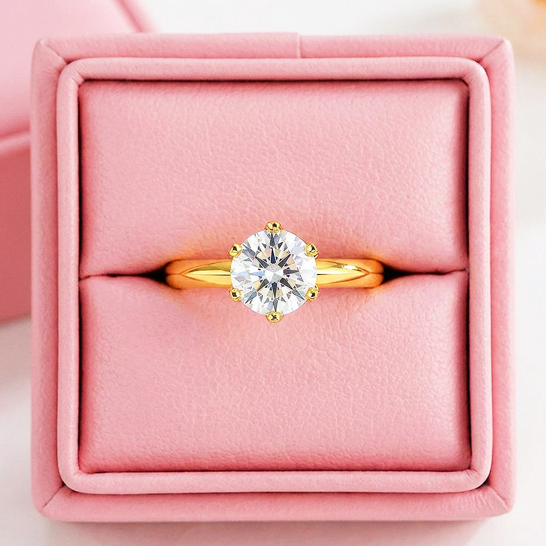 Moissanite Solitaire Engagement Ring | 925 Sterling Silver | PRM7198
