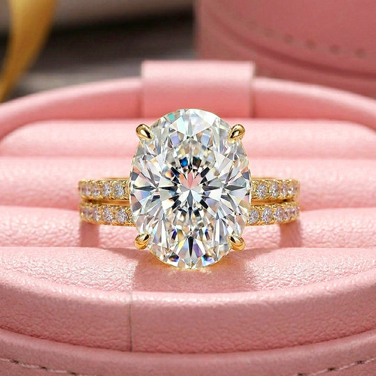 Oval-Cut Moissanite Engagement Ring Set of 2 | 925 Silver | PRM7201