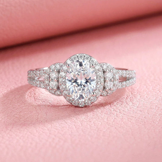 Oval-Halo Engagement Ring | 925 Silver | PRM7203