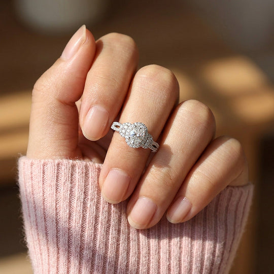 Oval-Halo Engagement Ring | 925 Silver | PRM7203