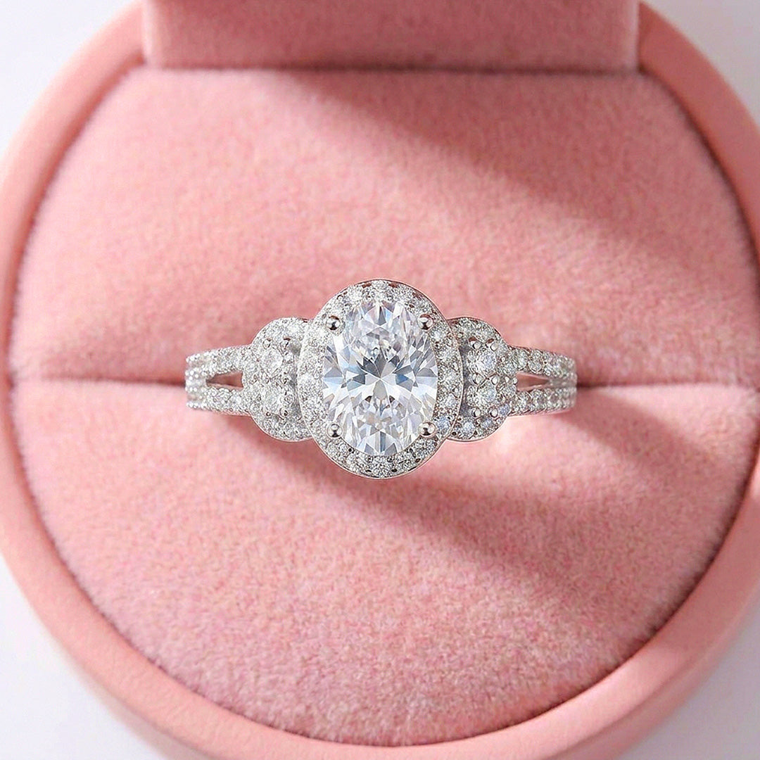 Oval-Halo Engagement Ring | 925 Silver | PRM7203