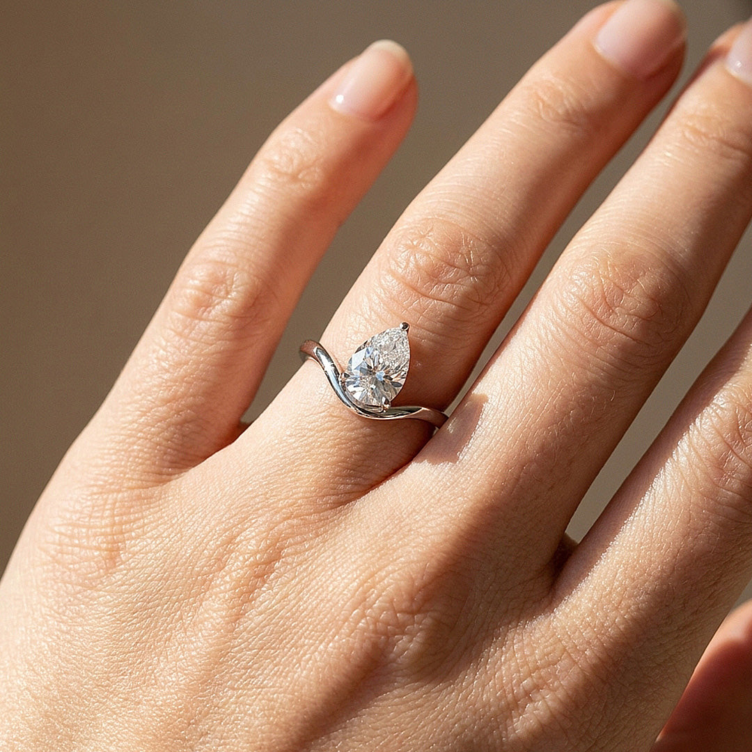 Pear-Cut Chevron Women Ring | 925 Silver | PRM7205