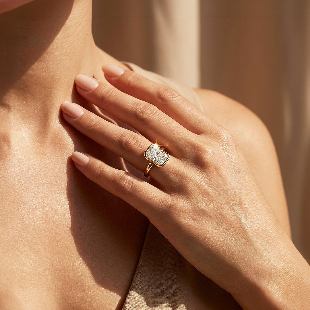 Radiant Moissanite Solitaire Ring | 925 Sterling Silver | PRM7207