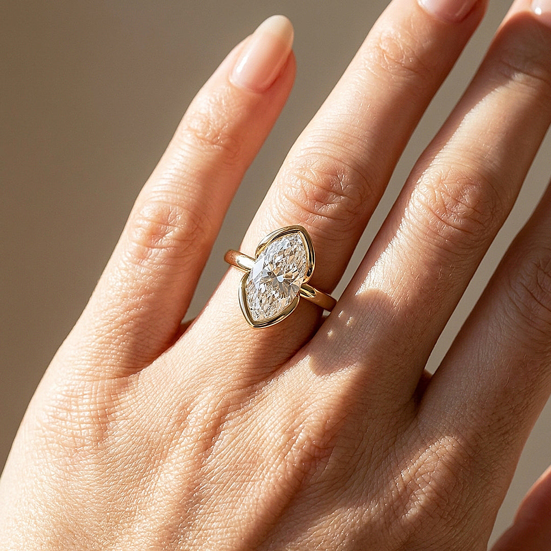 Marquise Moissanite Solitaire Ring | 925 Sterling Silver | PRM7208
