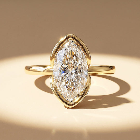 Marquise Moissanite Solitaire Ring | 925 Sterling Silver | PRM7208