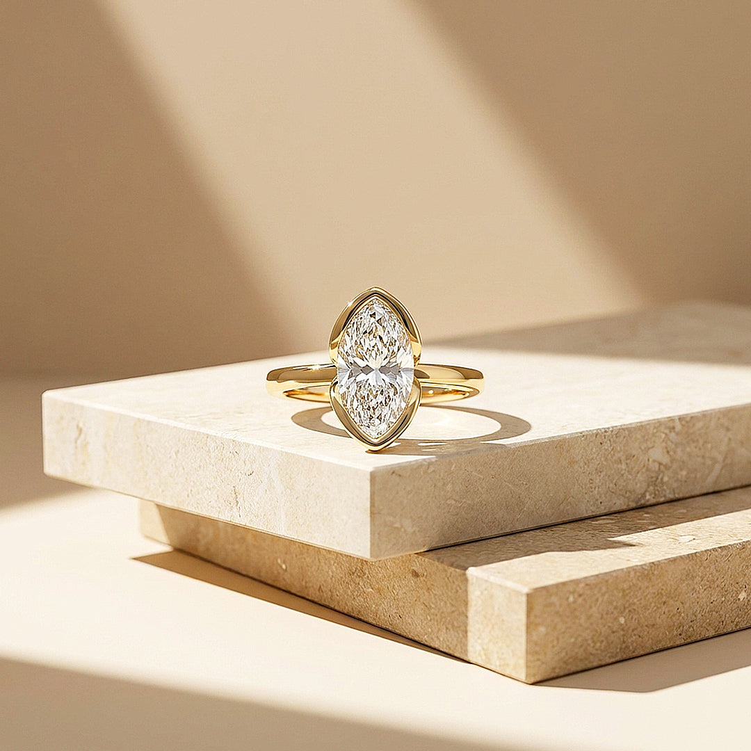 Marquise Moissanite Solitaire Ring | 925 Sterling Silver | PRM7208