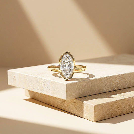 Marquise Moissanite Solitaire Ring | 925 Sterling Silver | PRM7208