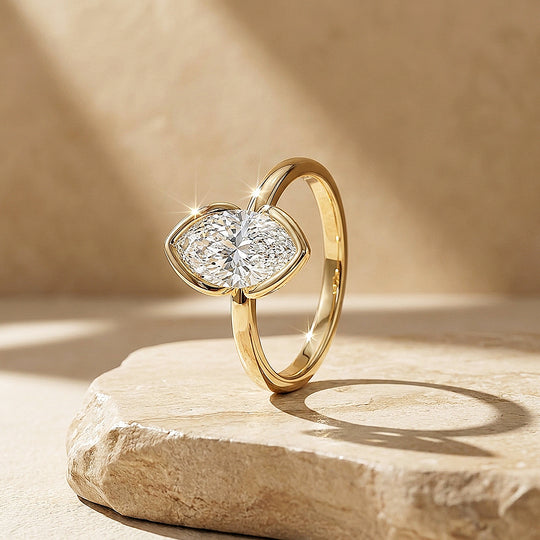 Marquise Moissanite Solitaire Ring | 925 Sterling Silver | PRM7208