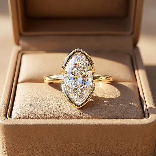 Marquise Moissanite Solitaire Ring | 925 Sterling Silver | PRM7208