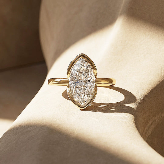 Marquise Moissanite Solitaire Ring | 925 Sterling Silver | PRM7208