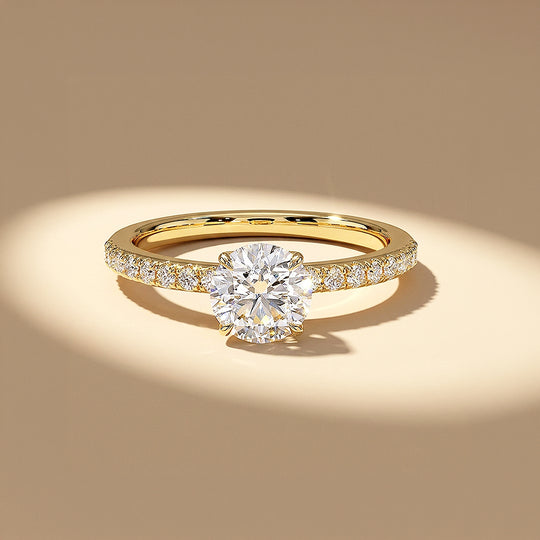 Round Moissanite Pavé Band Ring | 925 Sterling Silver | PRM7209