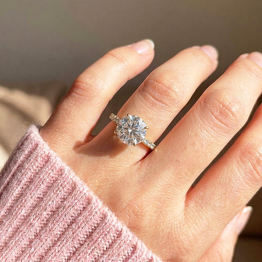 Round Moissanite Pavé Band Ring | 925 Sterling Silver | PRM7209