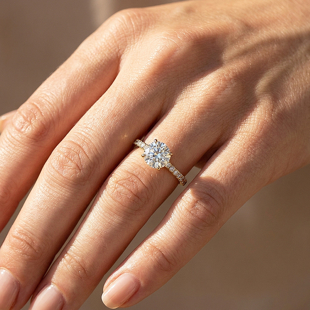 Round Moissanite Pavé Band Ring | 925 Sterling Silver | PRM7209